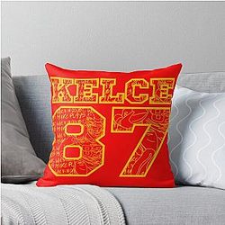 Travis Kelce 87 Kansas City Chiefs Throw Pillow