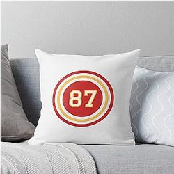 Travis Kelce Jersey Number 87 Throw Pillow