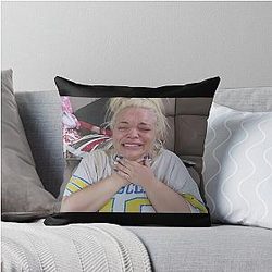 Trisha Paytas Crying Meme Throw Pillow is already clean.