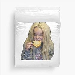 Trisha Paytas Eating Toast on a Duvet Cover