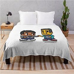 Pixel Troy and Abed from Community Throw Blanket