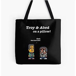 Troy and Abed Community TV Show Black All Over Print Tote Bag