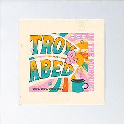 Troy and Abed in the Morning Retro 70s Style Poster