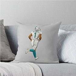Tua Tagovailoa Jogs to the Field Throw Pillow