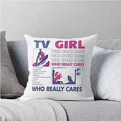 TV Girl Who Cares Throw Pillow