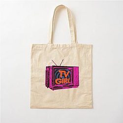 TV Girl Neon Pop Art Design Cotton Tote Bag