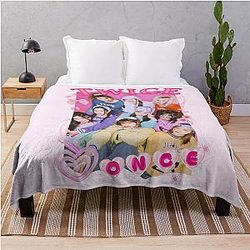 Twice Kpop Girl Group Pink Collage Design Throw Blanket