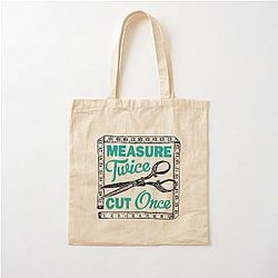 Sewing and Quilting Motto Cotton Tote Bag