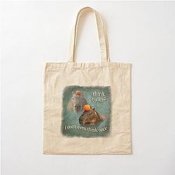 Think Twice? I Don't Think capybara word art Cotton Tote Bag