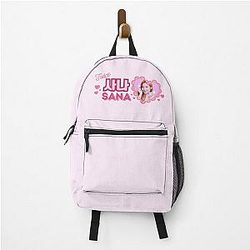 Twice Sana Kpop Girl Group Pink Banner Design With Member Names in Hangul Backpack