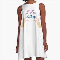 Twice Liked - Cute Kpop Song Lyrics Typography A-Line Dress