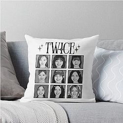 TWICE K-pop Girl Group South Korean K-music Pink Collage Design Black And White Throw Pillow