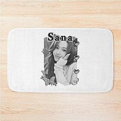 TWICE Sana Kpop Girl group K-music South Korean Girl Group Black White Collage Digital Art Portrait Bath Mat