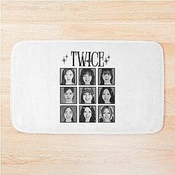 Twice K-pop Girl Group Pink Korean Black and White Bath Mat