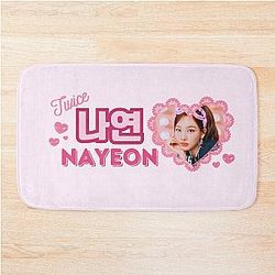 TWICE Nayeon Kpop Girl Group Banner Collage Design With Member Names in Hangul Bath Mat