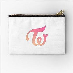 Twice Classic Logo Apricot Neon Magenta Zipper Pouch