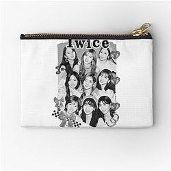 TWICE K-pop girl group Black and White Collage Digital Art Portrait Zipper Pouch South Korean girl group K-music