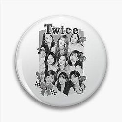 TWICE K-pop Girl group Korean girl group Black White Collage Digital Art Portrait Pin