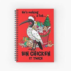 He is making a list, bin it twice - Aussie Xmas Ibis Spiral Notebook
