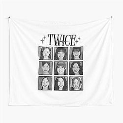Twice K-pop Girl Group Pink Collage Design K-music South Korean Black White Tapestry