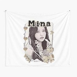 Mina Kpop Girl Group Golden Collage K-music south korean Scrapbook Cozy Vintage Design Tapestry