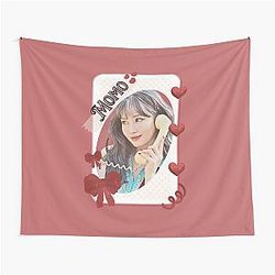 Twice Momo Kpop Girl group Red Aesthetic Collage Design Tapestry