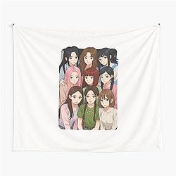 TWICE Cartoon Collage K-pop Group Tapestry