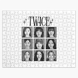 TWICE K-pop Girl Group Pink Collage Design K-music South Korean Black White Jigsaw Puzzle