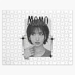 Momo, TWICE, Kpop Girl Group, B N W Collage Design, K-music, south korean, Cozy Y2K Vintage Design Jigsaw Puzzle