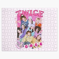 TWICE K-pop Girl Group Pink Collage Design Jigsaw Puzzle
