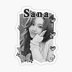 TWICE Sana K-pop Girl group K-music South Korean girl group Black White Collage Digital Art Portrait Sticker