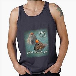 Think Twice I Don't Think capybara word art Tank Top