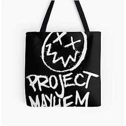 Project Mayhem White Fight Club Tyler Durden Tote Bag