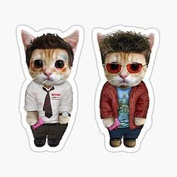 Fight Club Cats Tyler Durden Narrator Sticker Pack