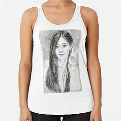 Realistic Tzuyu Drawing Art Tzu yu Graphite Pencil Racerback Tank Top