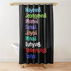 Nayeon, Jeongyeon, Momo, Sana, Jihyo, Mina, Dahyun, Chaeyoung, Tzuyu Twice Members Colors Ver. Shower Curtain