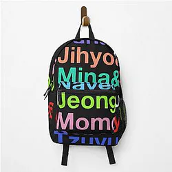 Nayeon, Jeongyeon, Momo, Sana, Jihyo, Mina, Dahyun, Chaeyoung, Tzuyu Twices Names Colors Clas Backpack
