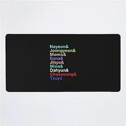 Nayeon, Jeongyeon, Momo, Sana, Jihyo, Mina, Dahyun, Chaeyoung, Tzuyu Twice's Names Colors Class Desk Mat