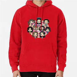 TWICE All 9 Members in chibi version - Tzuyu, Mina, Momo, Jihyo, Joyeon, Dahyun, Chaeyoung, Nayeon, Sana Pullover Hoodie
