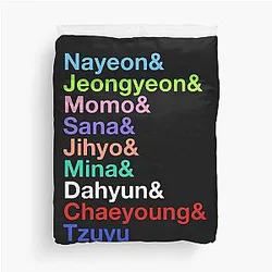 Nayeon, Jeongyeon, Momo, Sana, Jihyo, Mina, Dahyun, Chaeyoung, Tzuyu's Names (Colors Ver.) Duvet Cover