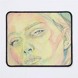 Blonde Beauty Uma Thurman Type Modern Portrait Woman Mouse Pad