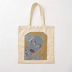 Uma Thurman inspired line-work portrait cotton tote bag