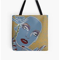Uma Thurman inspired line-work portrait All Over Print Tote Bag