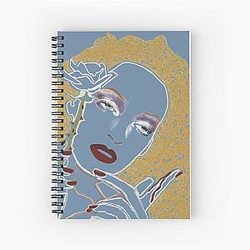 Uma Thurman inspired line-work portrait Spiral Notebook