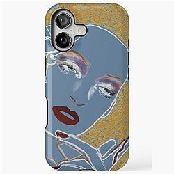 Uma Thurman inspired line-work portrait iPhone Tough Case