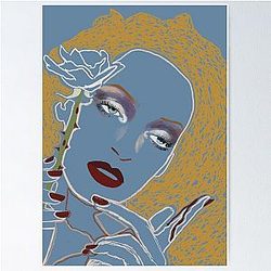 Uma Thurman inspired line-work portrait Poster