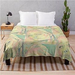 Blonde Beauty Uma Thurman Type Modern Portrait of a Woman Throw Blanket