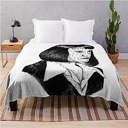 Poor Uma Thurman Black Portrait Drawing Throw Blanket