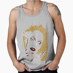 Uma Thurman Inspired Line-Work Portrait Tank Top