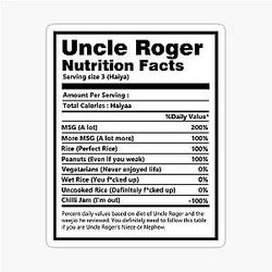 Nutrition Facts Uncle Roger